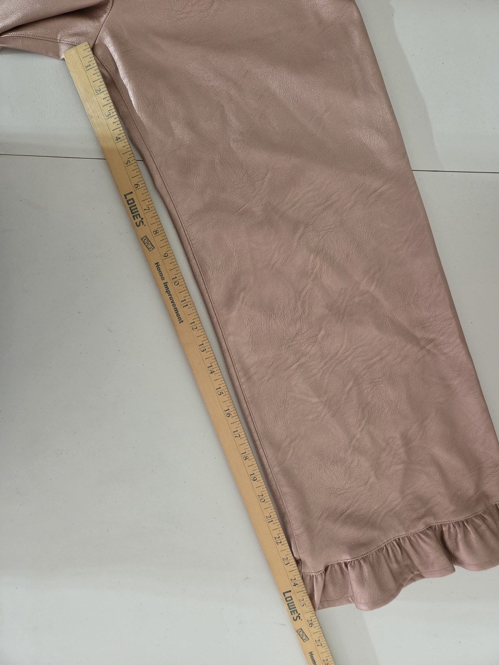 NWT Maeve Colette Crop Metallic Faux Leather Ruffle-Hem Pants Pink Metallic 27 - Picture 12 of 16